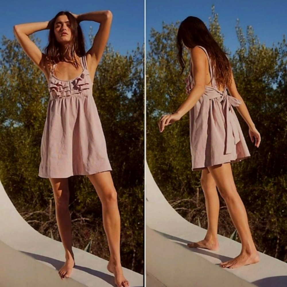 NWOT Free People beach vally mini dress pink cotton